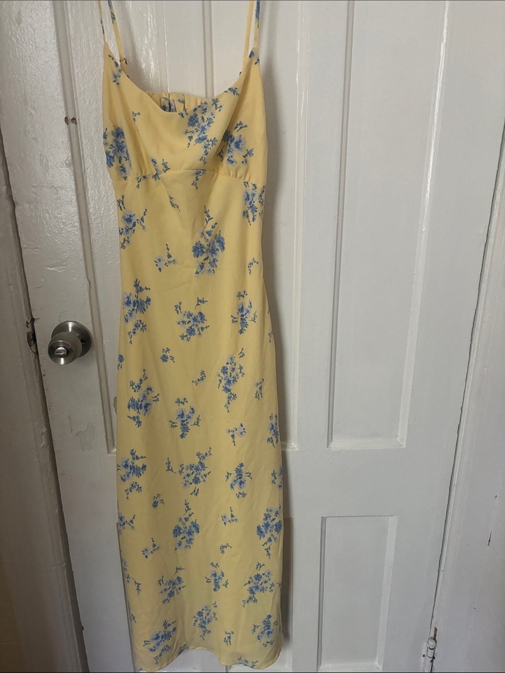 Hollister Yellow Maxi Dress with Blue Floral Print
